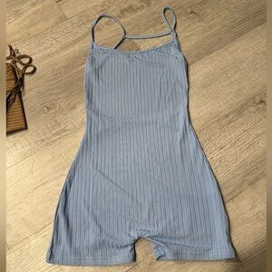 Blue Backless Romper